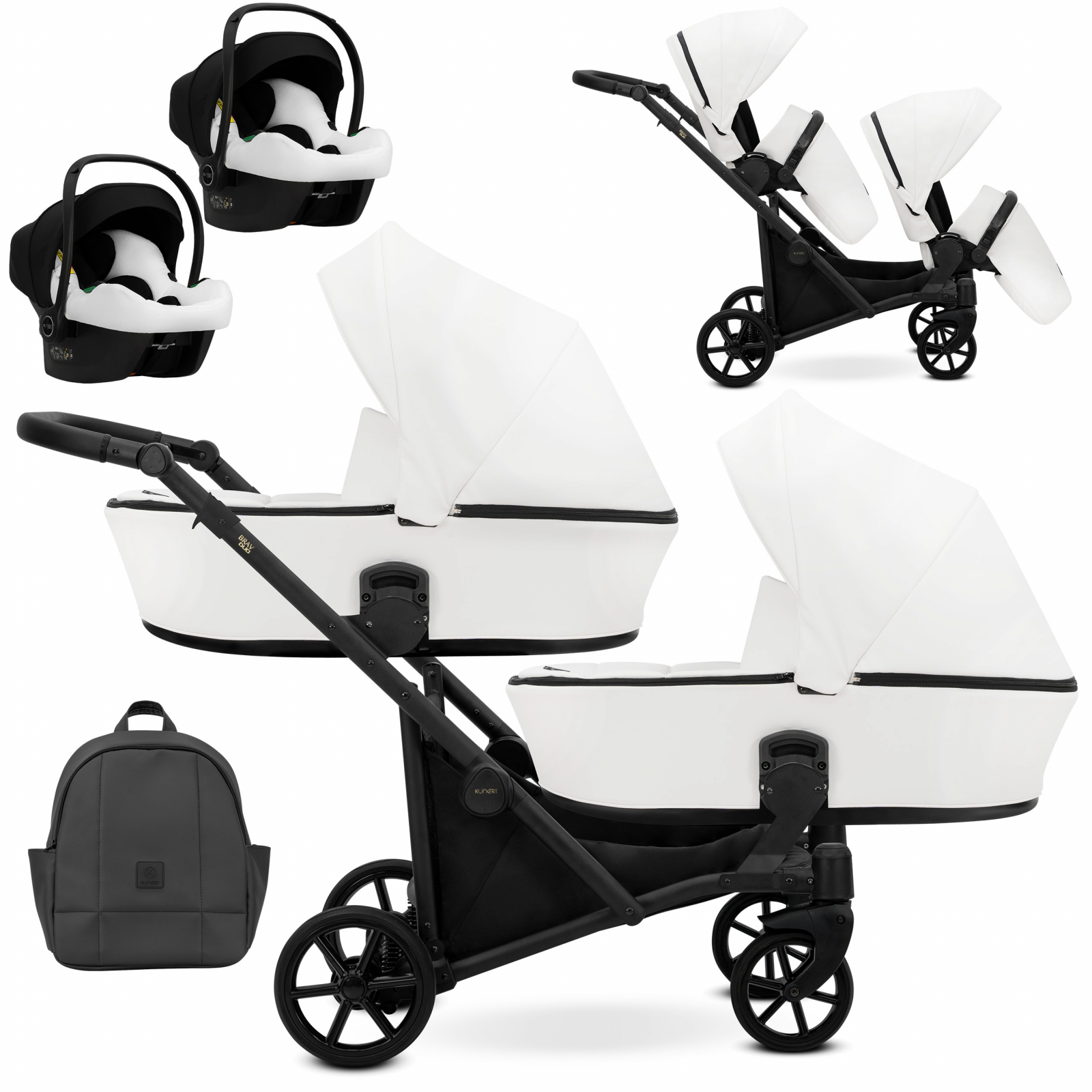 Carucior 3in1 pentru gemeni Kunert Brav Duo 12