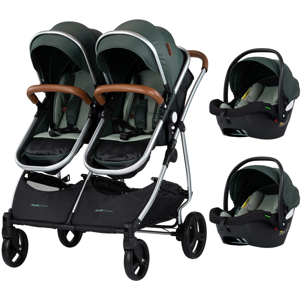 Carucior gemeni Chipolino Duo Smart 3 in 1 Gri