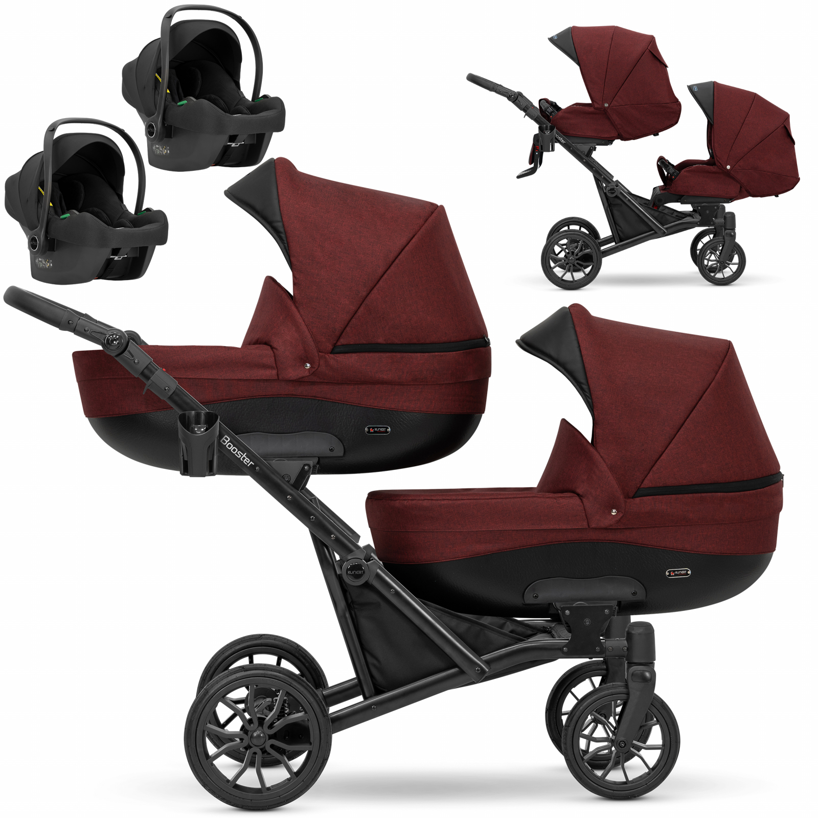 Carucior gemeni Kunert Booster 3 in 1 Bordo
