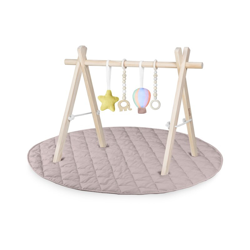 Centru de activitati, Lionelo, Anis Set, cu arcada Montessori, din lemn de pin, Jucarii plus, 4 jucarii suspendate, Multicolor