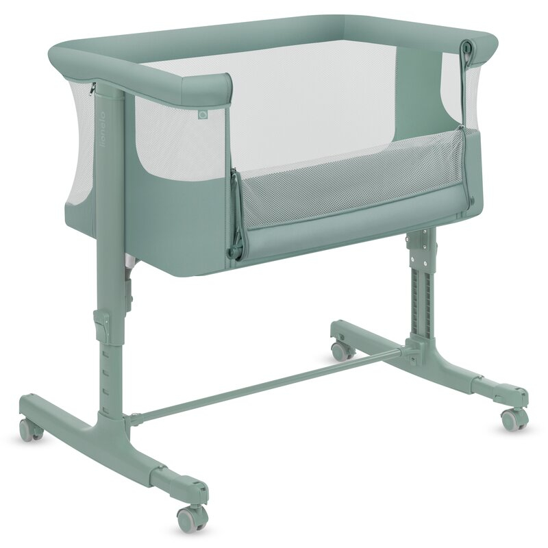 Patut co-sleeper Lionelo Aurora 3 in 1 cu leganare si setare unghiulara cu saltea cu densitate T25 si geanta transport Verde