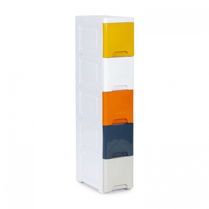 Raft pe roti cu 5 compartimente pentru depozitarea jucariilor ModernHome - Multicolor Multicolor
