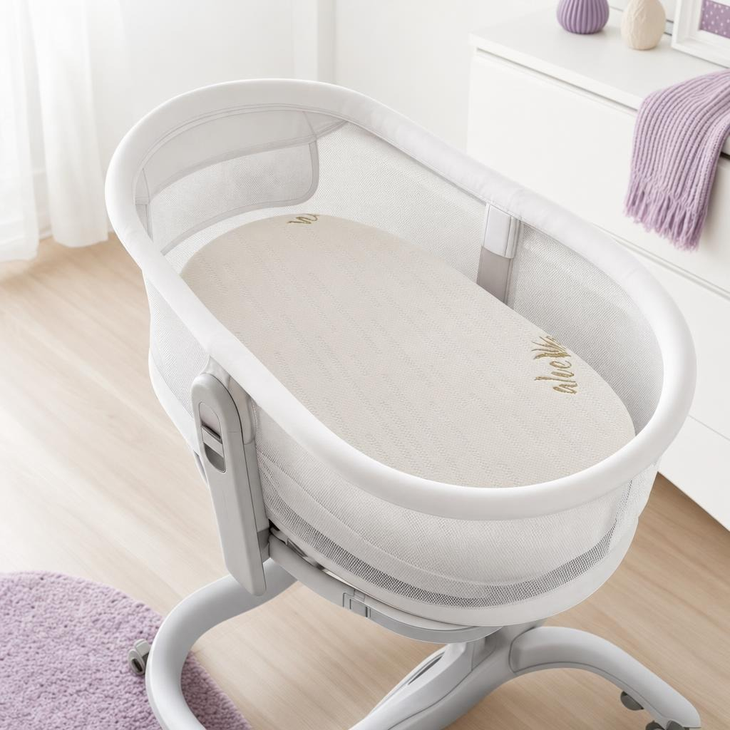 Saltea ovala DualNest 74x38x10 cm in 3 straturi, husa Jacquard Deluxe, compatibila Chicco Baby Hug