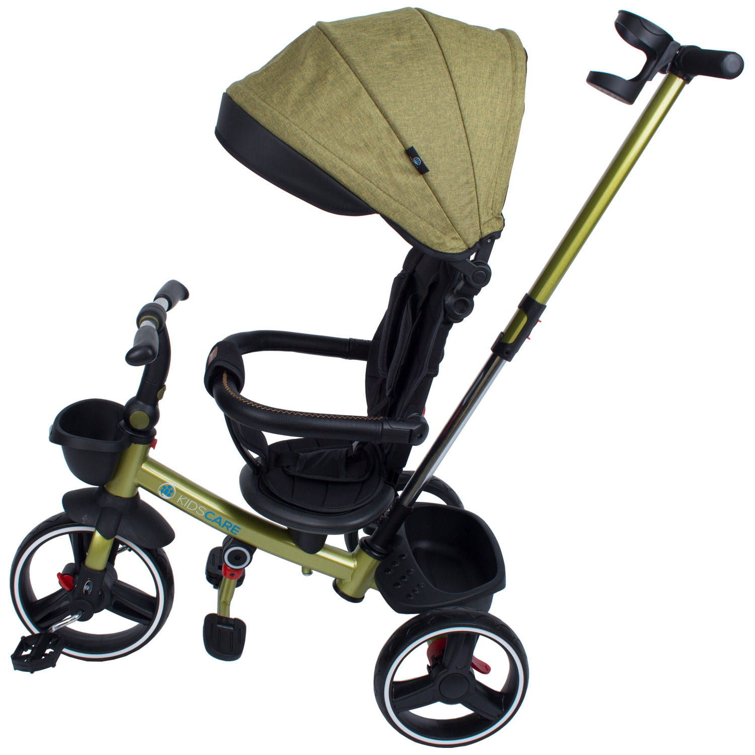 Tricicleta pliabila pentru copii Impera cu scaun rotativ, copertina de soare, maner pentru parinti Kidscare Kaki