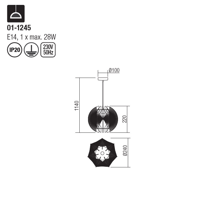 Pendul Redo Arcadia din metal cromat  01-1245 [4]