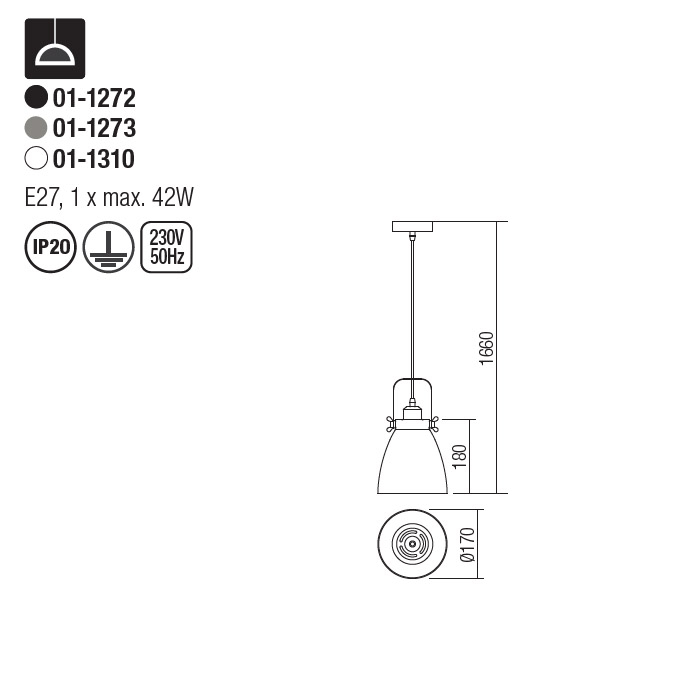 Suspensie Redo Arne negru, metal 01-1272 [2]