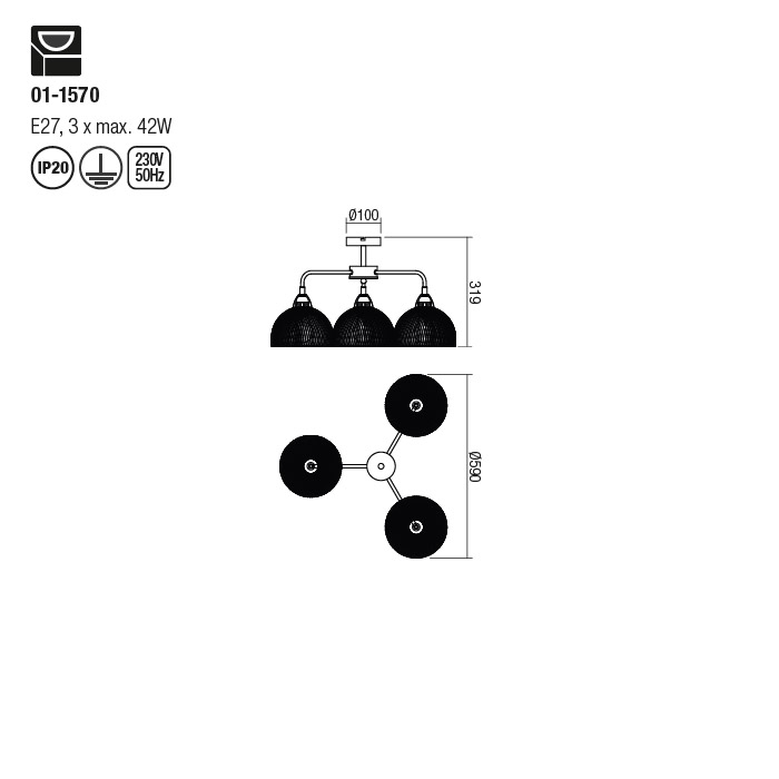 Lustra Redo Tamis 3XE27, 01-1570 [2]