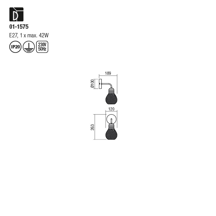 Aplica Redo Edison, negru, cupru 01-1575 [2]
