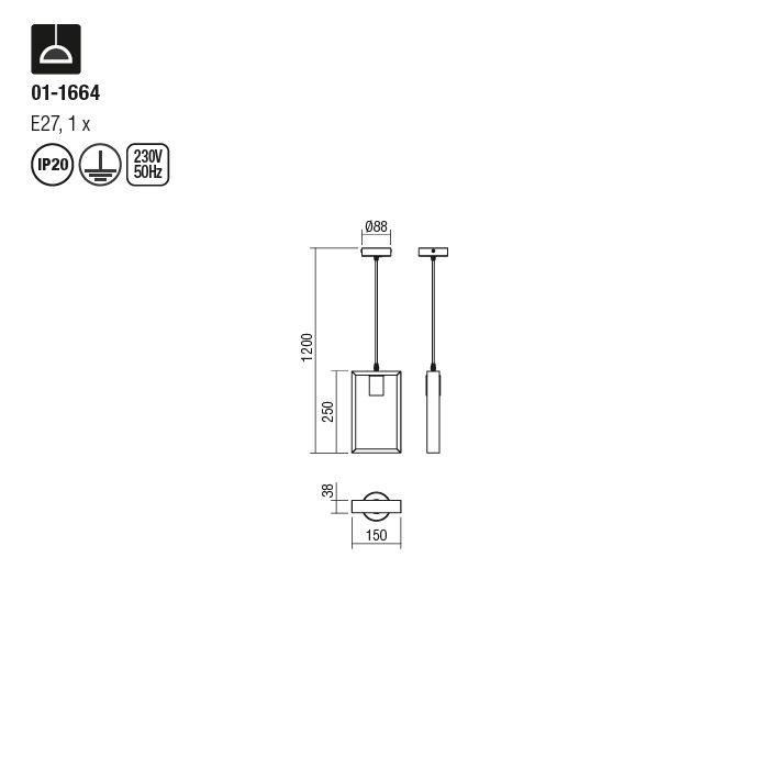 Suspensie Redo Timber, negru mat, lemn fag, 1XE27, 01-1664 [4]