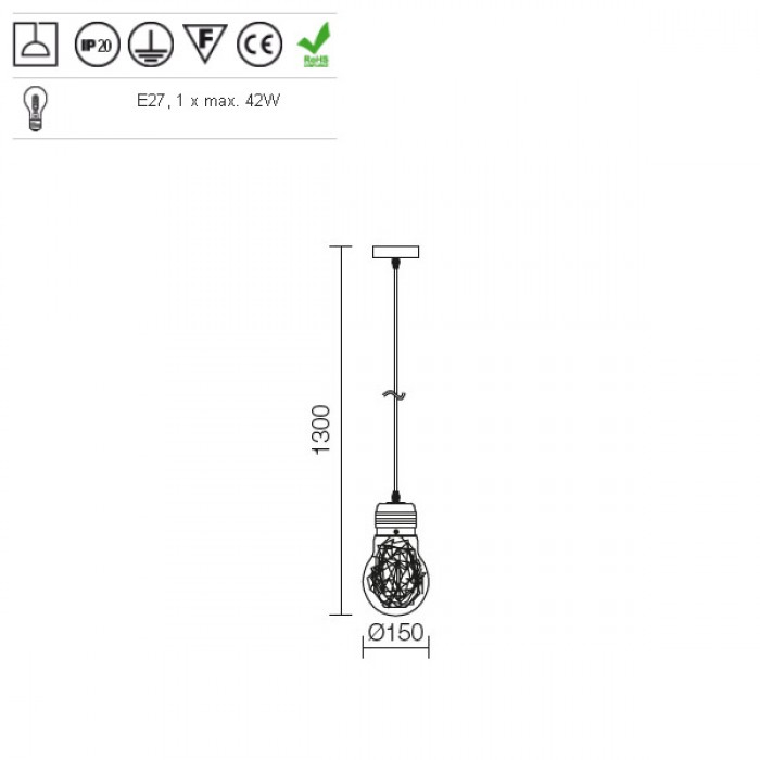 Pendul  Redo Snoot din metal cromat si sticla transparenta 01-887 [2]