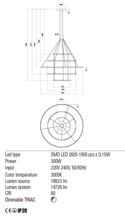 Suspensie Redo Orbit, alb mat, LED, 300W 01-2248 [4]