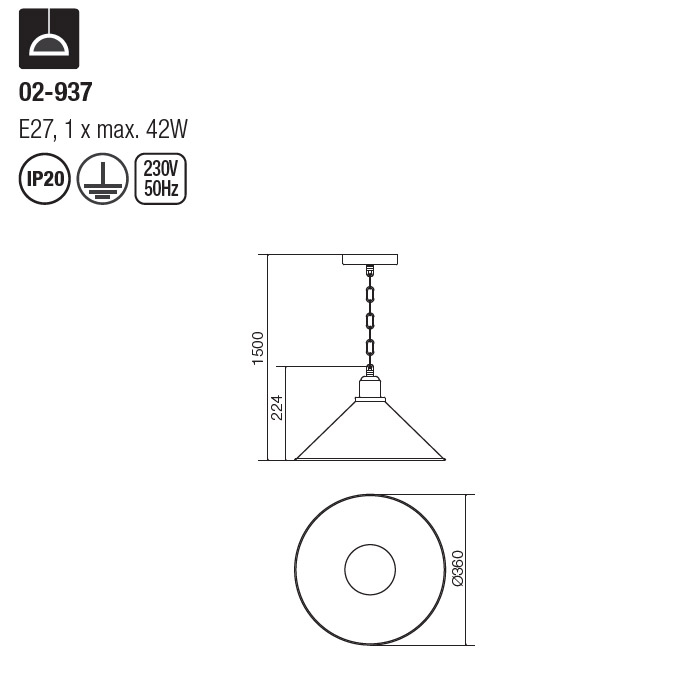 Pendul Redo Verner din metal vopsit în câmp electrostatic maro mat 02-937 [2]