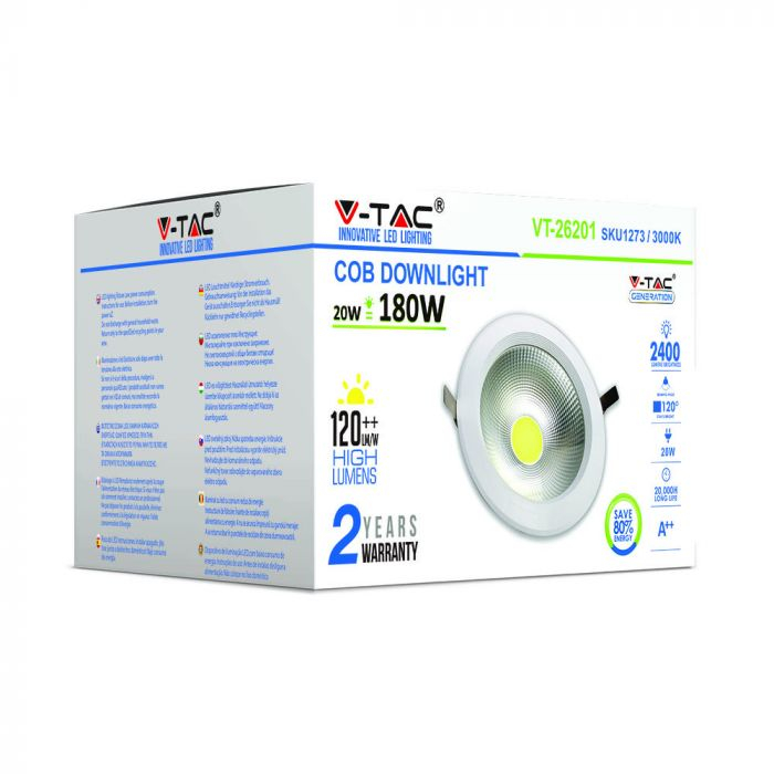 Spot LED 20W COB Rotund IP20 120lm/W Alb Cald/Alb Natural/Alb Rece [3]