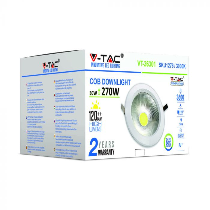 Spot LED 30W COB Rotund 120lm/W IP20 Alb Cald/Alb Natural/Alb Rece [3]