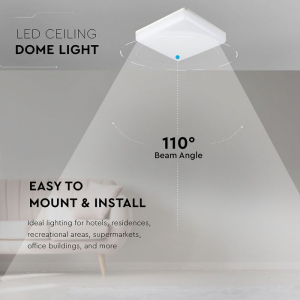 Plafoniera LED Alba 25W Corp Patrat Alb Cald [3]