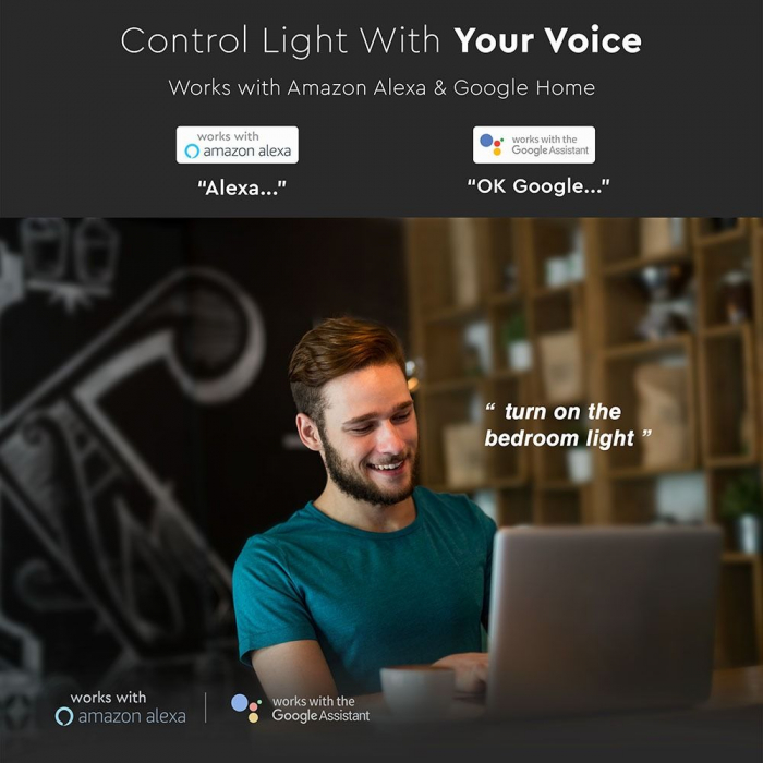 Bec LED Wi-Fi Smart 5W E27 G45 Compatibil Cu Google Home Si Amazon Alexa RGB+WW-CW [7]