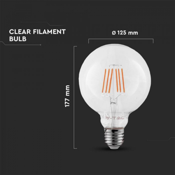 Bec LED Filament 6W E27 G125 CIP SAMSUNG - Alb Cald- 3 ani Garantie [3]