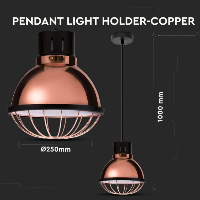 Pendul Suspendat E27 Cupru Gold Pink Ф 250mm 5 Ani Garantie [3]