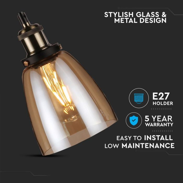Pendul Suspendat E27 Metal + Sticla Amber 5 Ani Garantie [2]