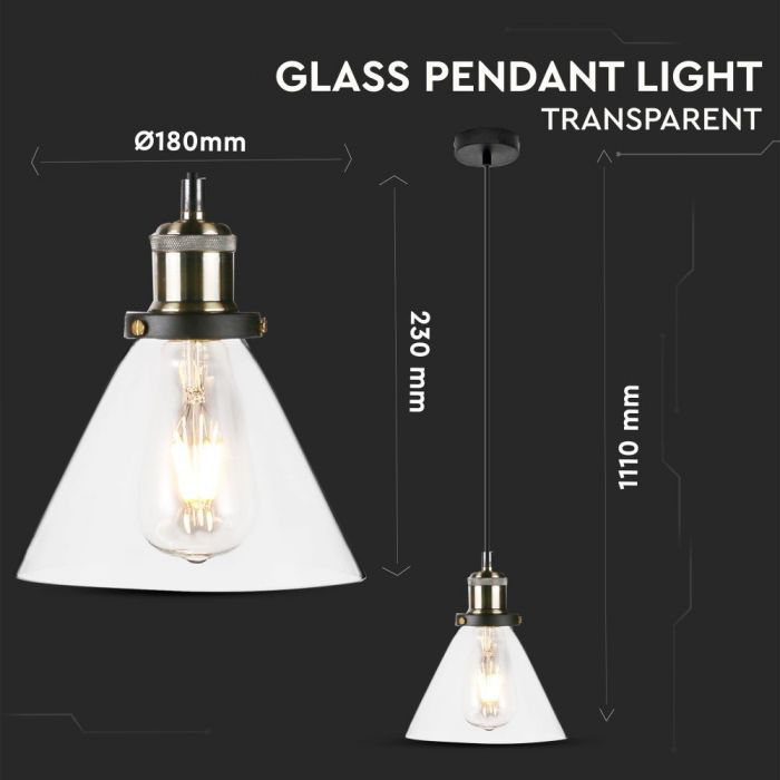 Pendul Design Modern Metal+Sticla Transparenta Ø180mm 5 Ani Garantie [3]