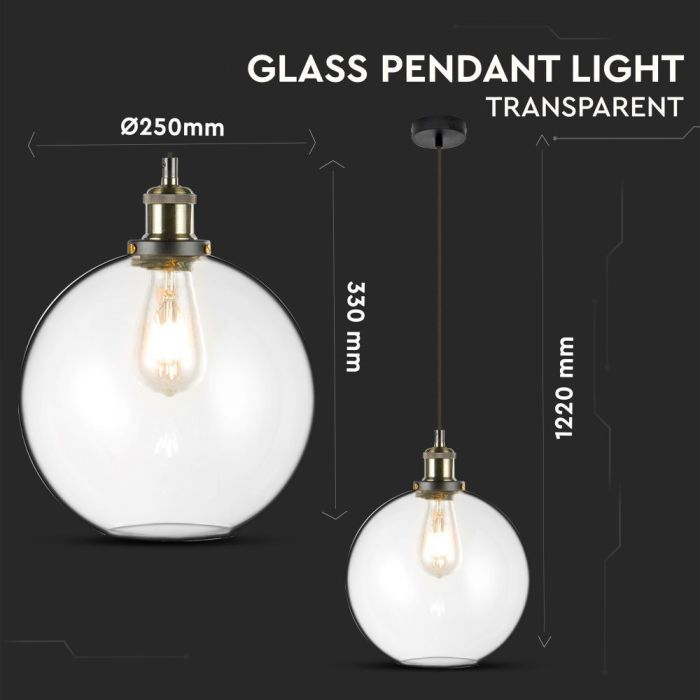 Pendul Design Modern Metal + Sticla Transparenta Ø250mm 5 Ani Garantie [3]