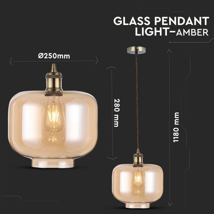 Pendul Design Modern  Metal+Sticla Amber Ø250mm 5 Ani Garantie [3]