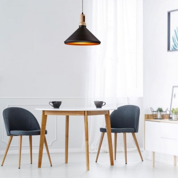Pendul Design Modern Lemn + Metal Negru Ø350mm 5 Ani Garantie [4]