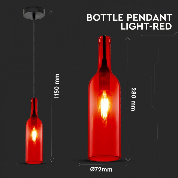 Pendul LED tip Sticla E14 Rosu 5 Ani Garantie [3]