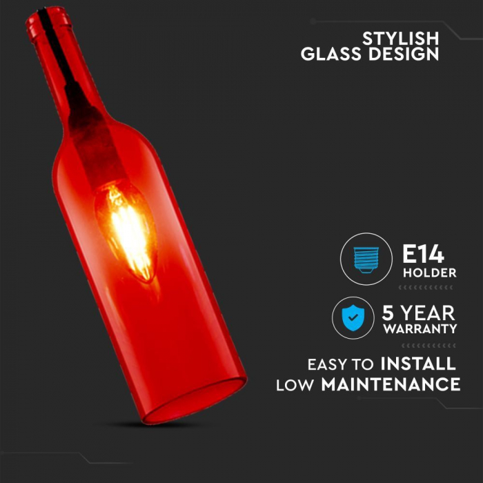 Pendul LED tip Sticla E14 Rosu 5 Ani Garantie [2]
