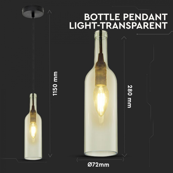 Pendul LED tip Sticla transparent E14 5 Ani Garantie [2]