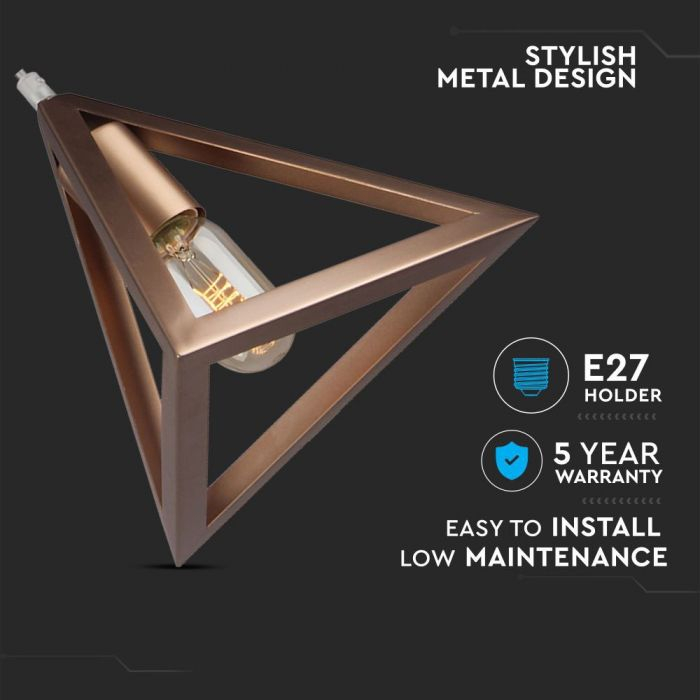 Pendul Suspendat E27 Metal Champagne Gold Geometric Triunghi 5 Ani Garantie [2]