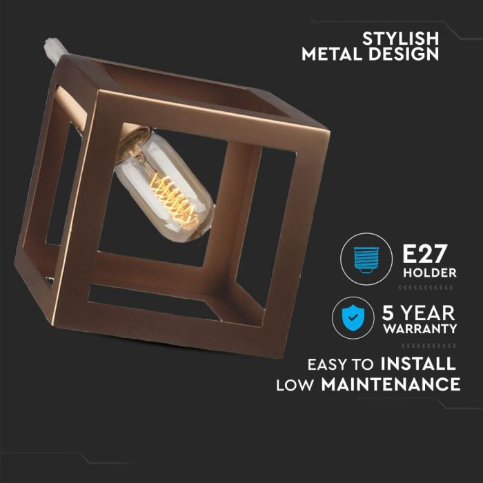Pendul Suspendat E27 Metal Champagne Gold Geometric Cub 5 Ani Garantie [2]