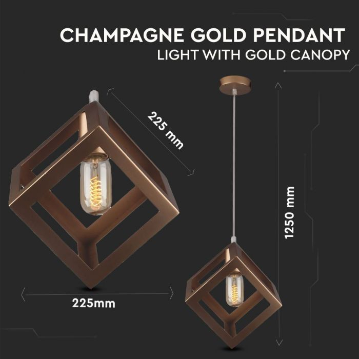 Pendul Suspendat E27 Metal Champagne Gold Geometric Cub 5 Ani Garantie [3]
