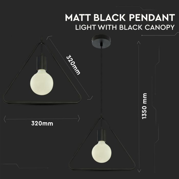 Pendul Suspendat E27 Metal Negru Mat Geometric 5 Ani Garantie [3]