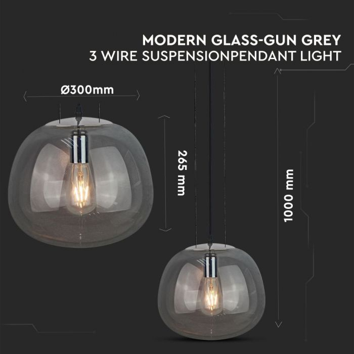 Pendul Design Modern Sticla Gri Ø300mm 5 Ani Garantie [3]