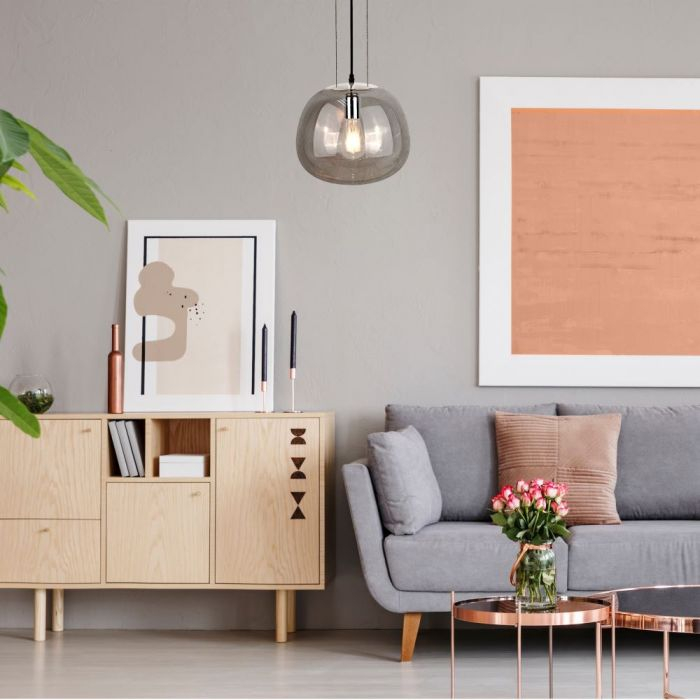 Pendul Design Modern Sticla Gri Ø380mm 5 Ani Garantie [4]