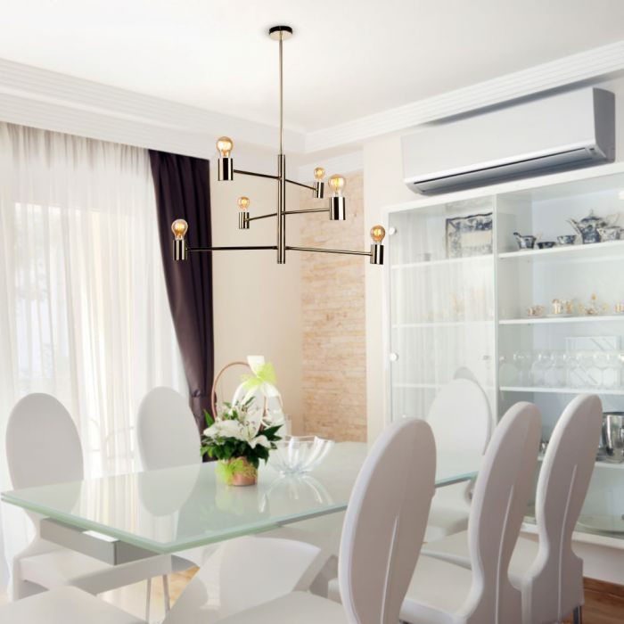 Candelabru modern ajustabil metalic gold sase brate cu soclu E27 -5 Ani Garantie [5]