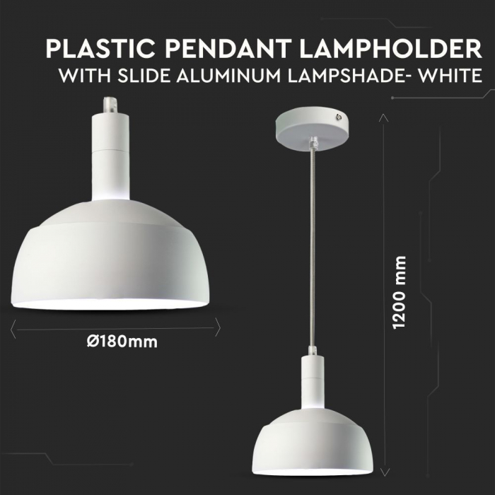 Pendul Plastic ALB E14 cu Margine Mobila de Aluminiu [4]