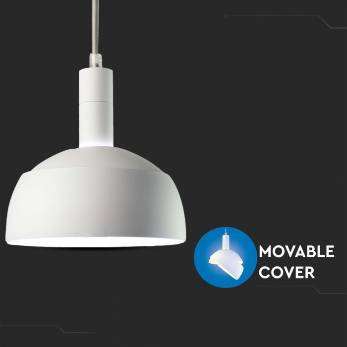 Pendul Plastic ALB E14 cu Margine Mobila de Aluminiu [6]