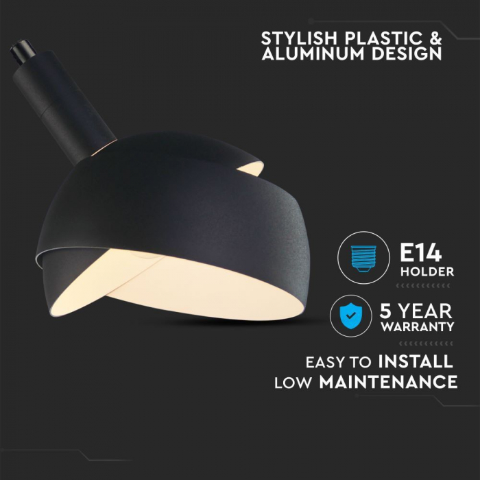 Pendul Plastic NEGRU E14 cu Margine Mobila de Aluminiu [5]