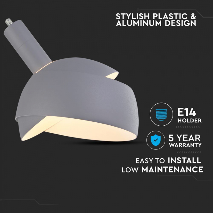 Pendul Plastic GRI E14 cu Margine Mobila de Aluminiu [5]