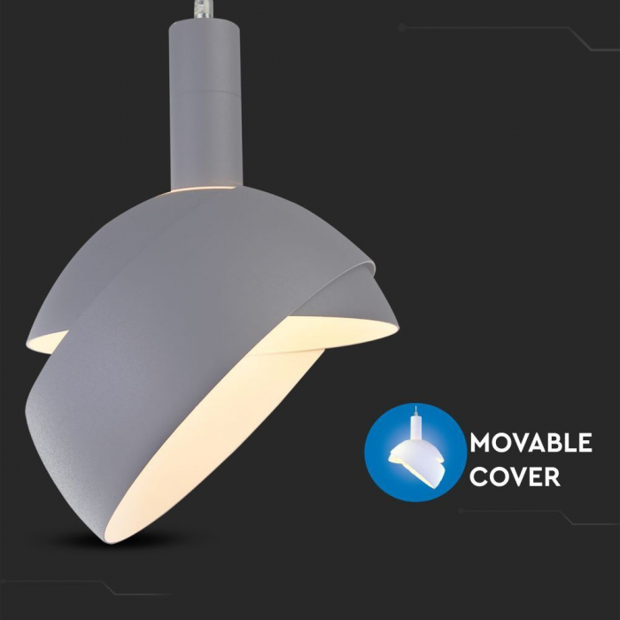 Pendul Plastic GRI E14 cu Margine Mobila de Aluminiu [6]