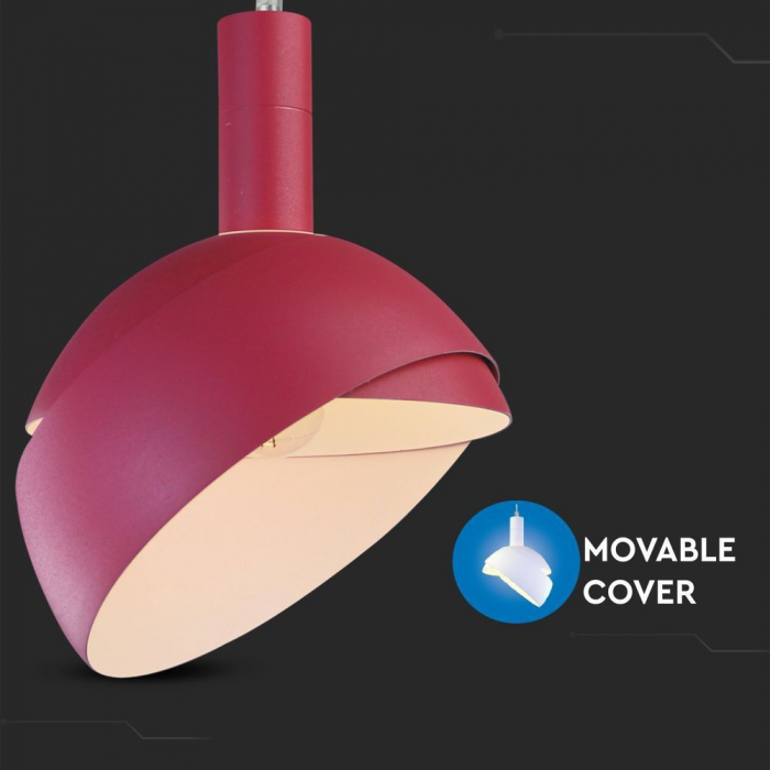 Pendul Plastic ROZ E14 cu Margine Mobila de Aluminiu [6]