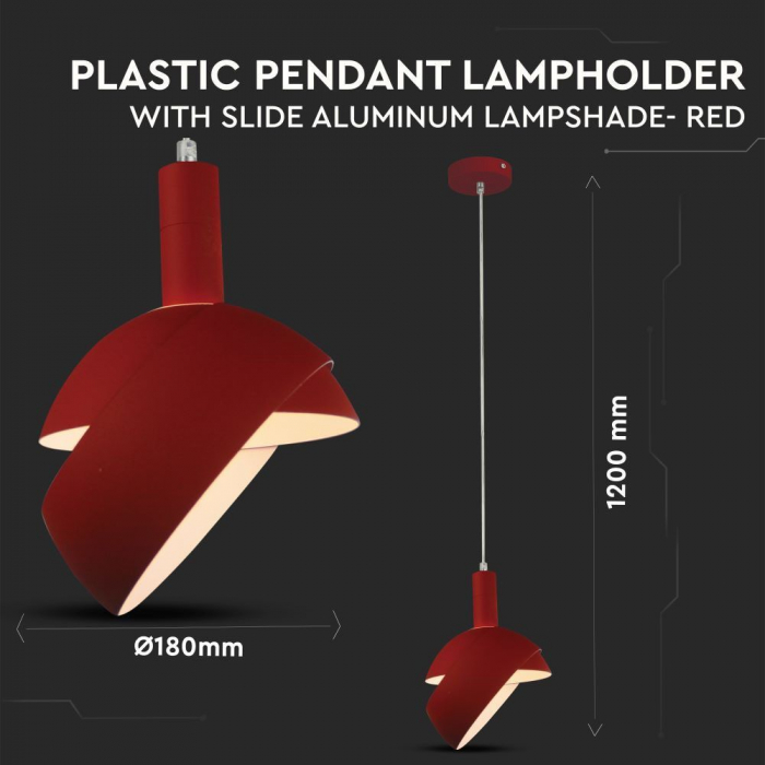 Pendul Plastic ROSU E14 cu Margine Mobila de Aluminiu [4]