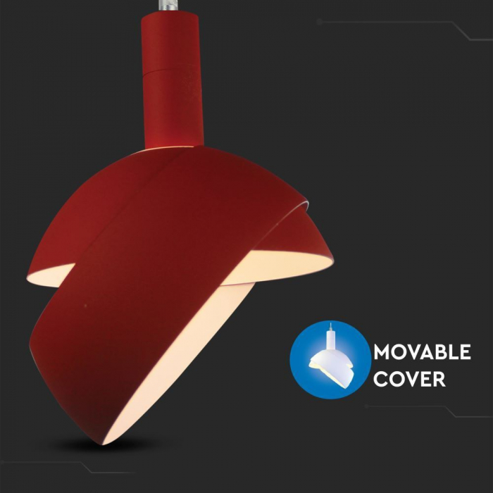 Pendul Plastic ROSU E14 cu Margine Mobila de Aluminiu [6]