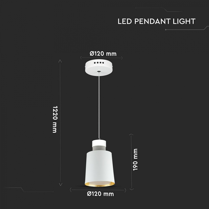 Pendul LED Suspendat 120mm x190mm 7W Corp Alb - Lumina Calda/Neutra LED incorporat [4]