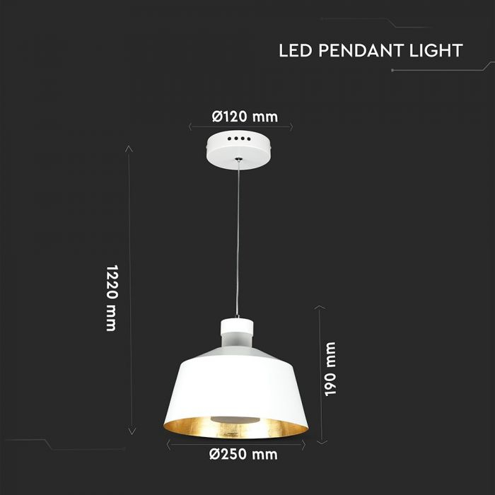 Pendul LED Suspendat Abajur 250mm x190mm 7W Corp Alb - Lumina Calda/Neutra LED incorporat [4]