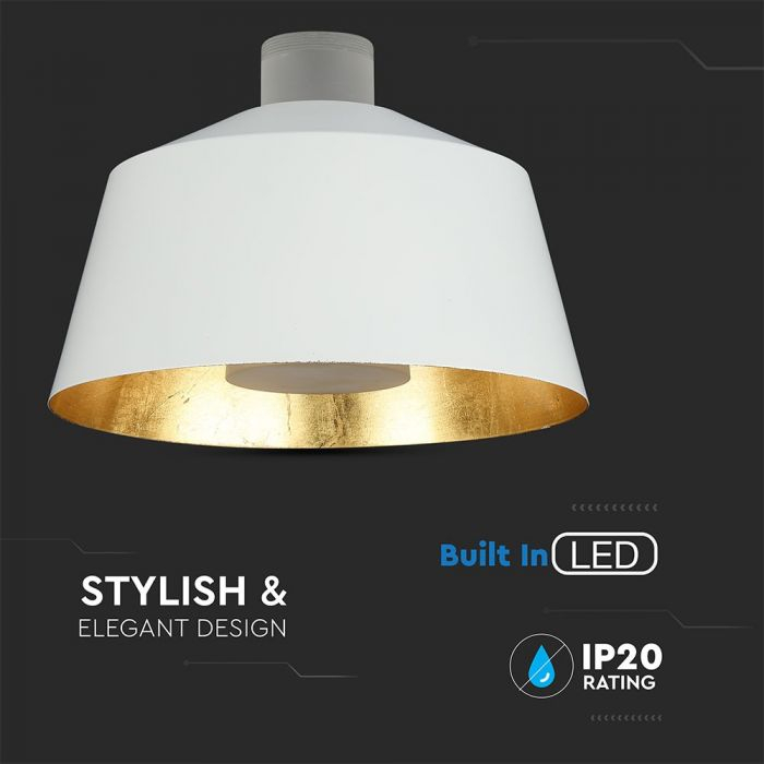 Pendul LED Suspendat Abajur 250mm x190mm 7W Corp Alb - Lumina Calda/Neutra LED incorporat [5]