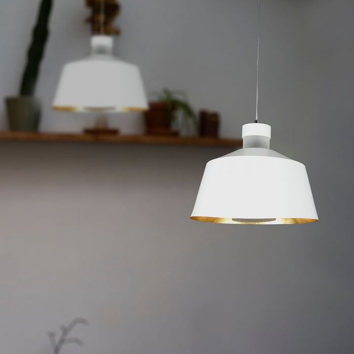 Pendul LED Suspendat Abajur 250mm x190mm 7W Corp Alb - Lumina Calda/Neutra LED incorporat [6]