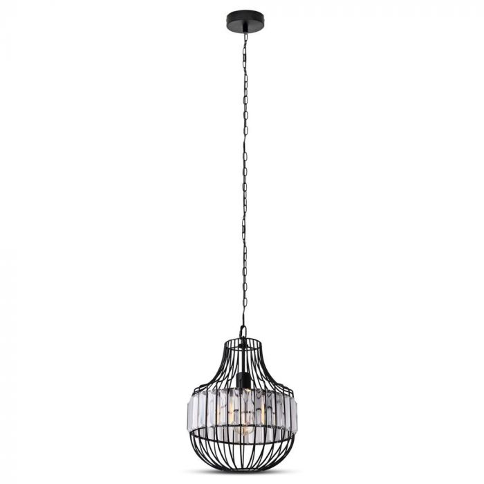Pendul Suspendat E27 Metalic Si Cristale Corp Negru Ø 300mm [6]
